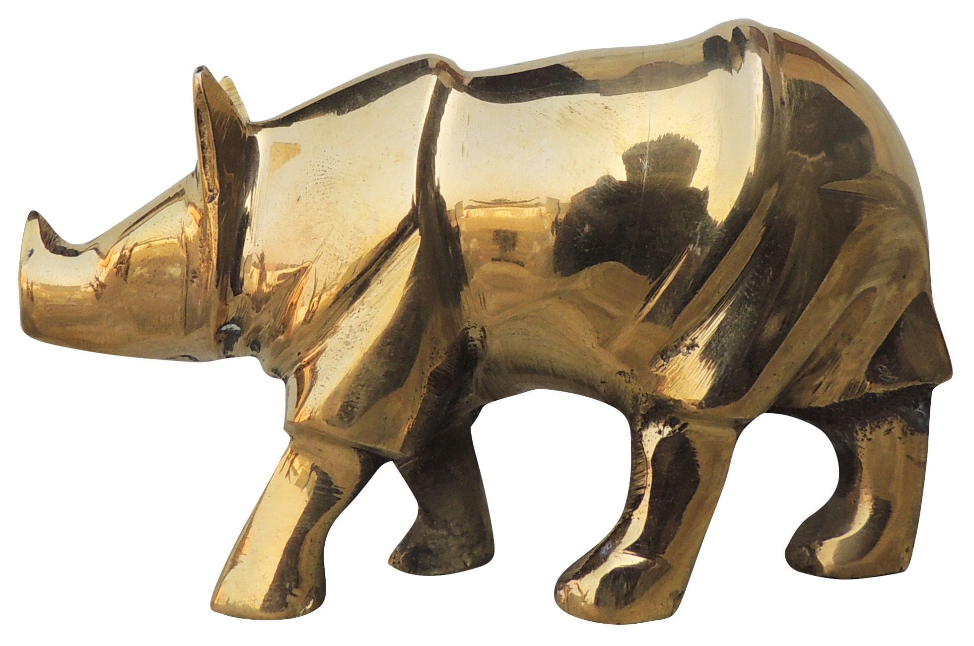 Brass Showpiece Rhino, Gainda, Genda Statue - Image 2