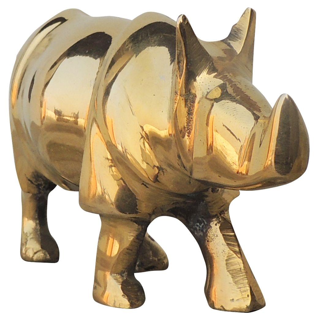 Brass Showpiece Rhino, Gainda, Genda Statue - Image 3
