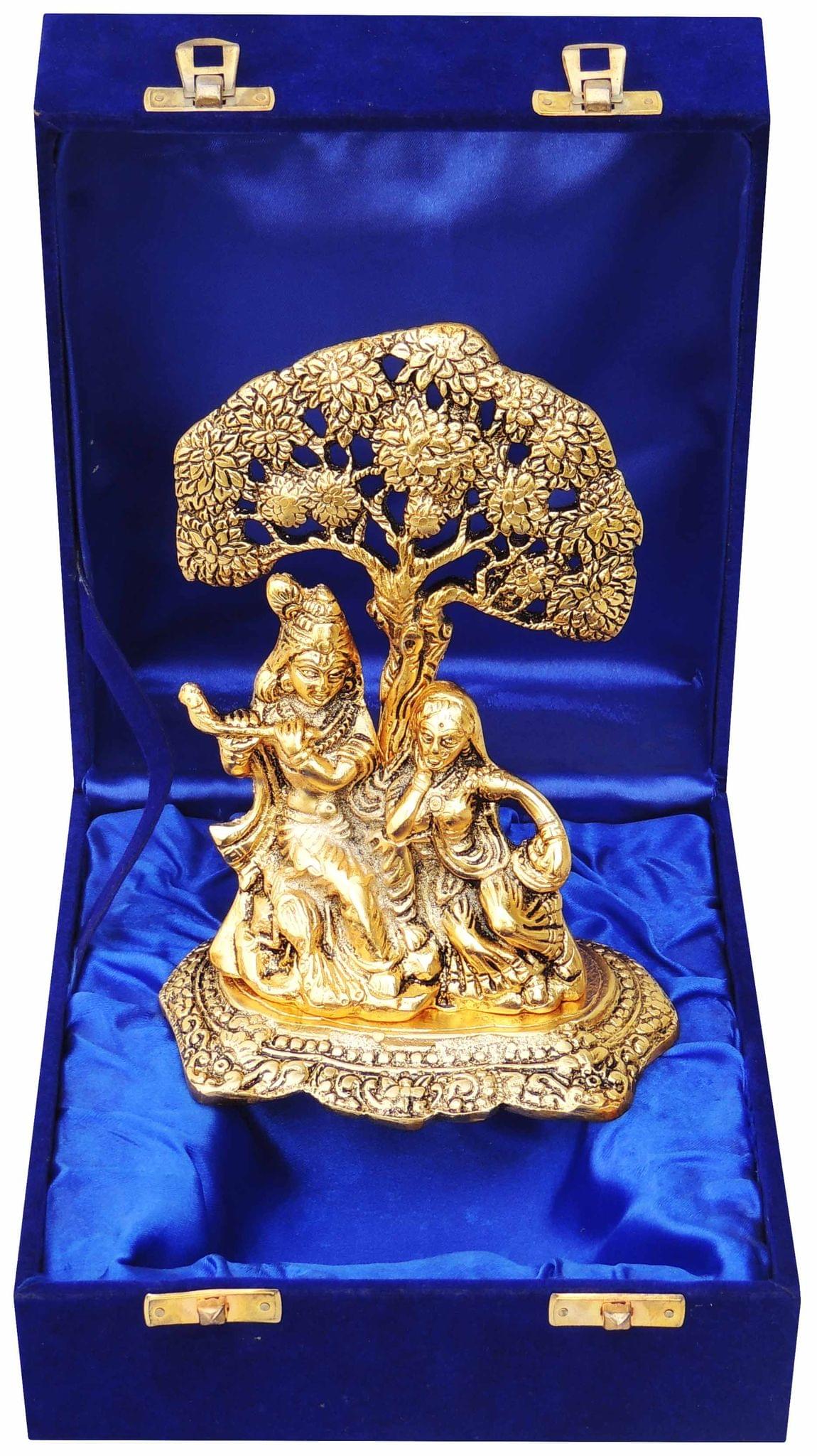 Showpiece Radha Krishna Statue Sitting On Tree - Image 2