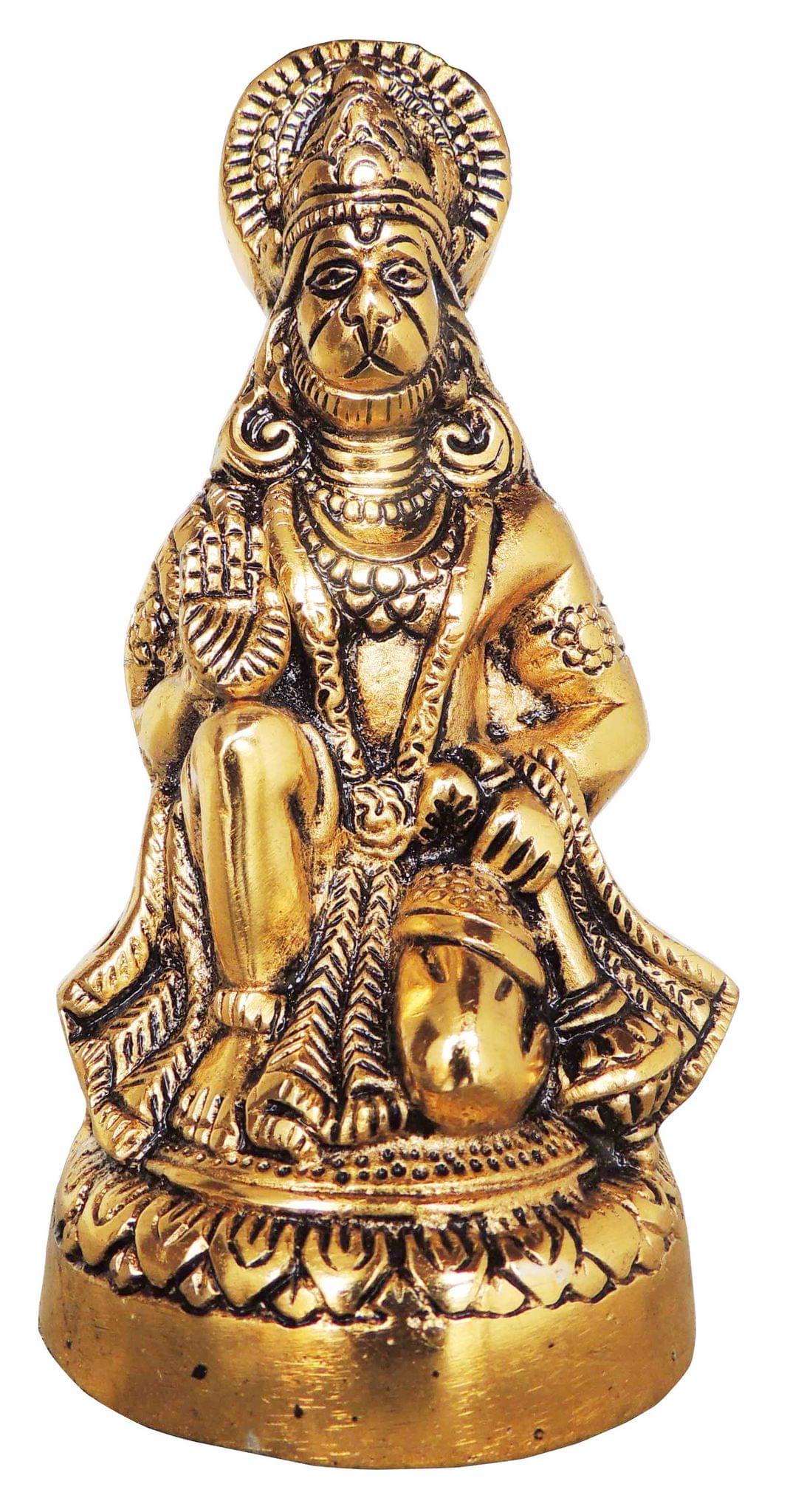 Aluminium Showpiece Hanuman JI Statue With Brass Antique Finish - Image 2