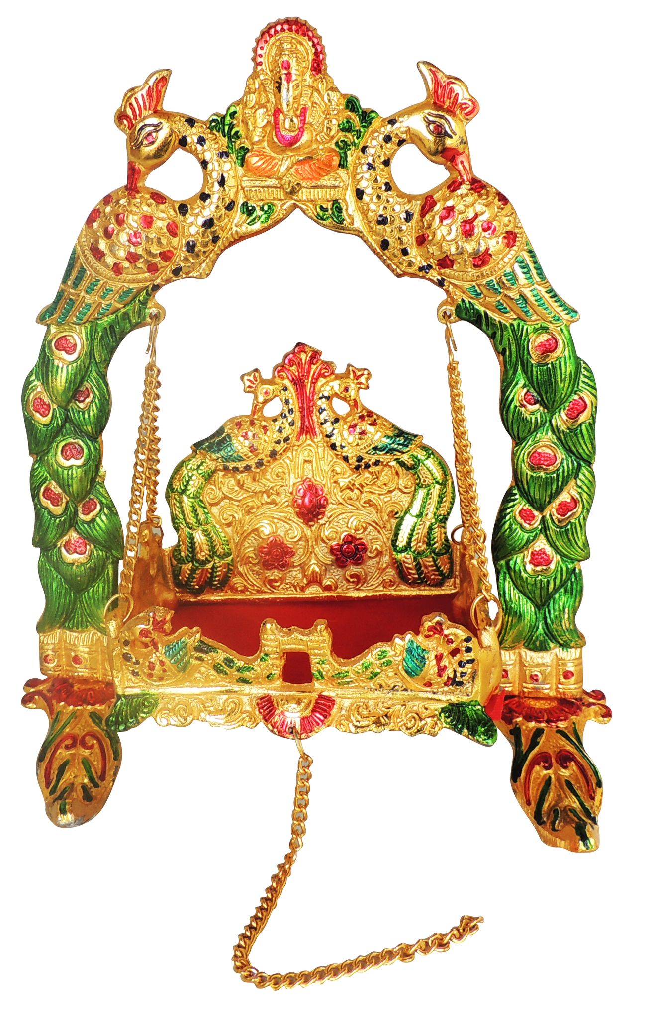 Aluminium Showpiece Ganesh Jhula Statue - Image 2