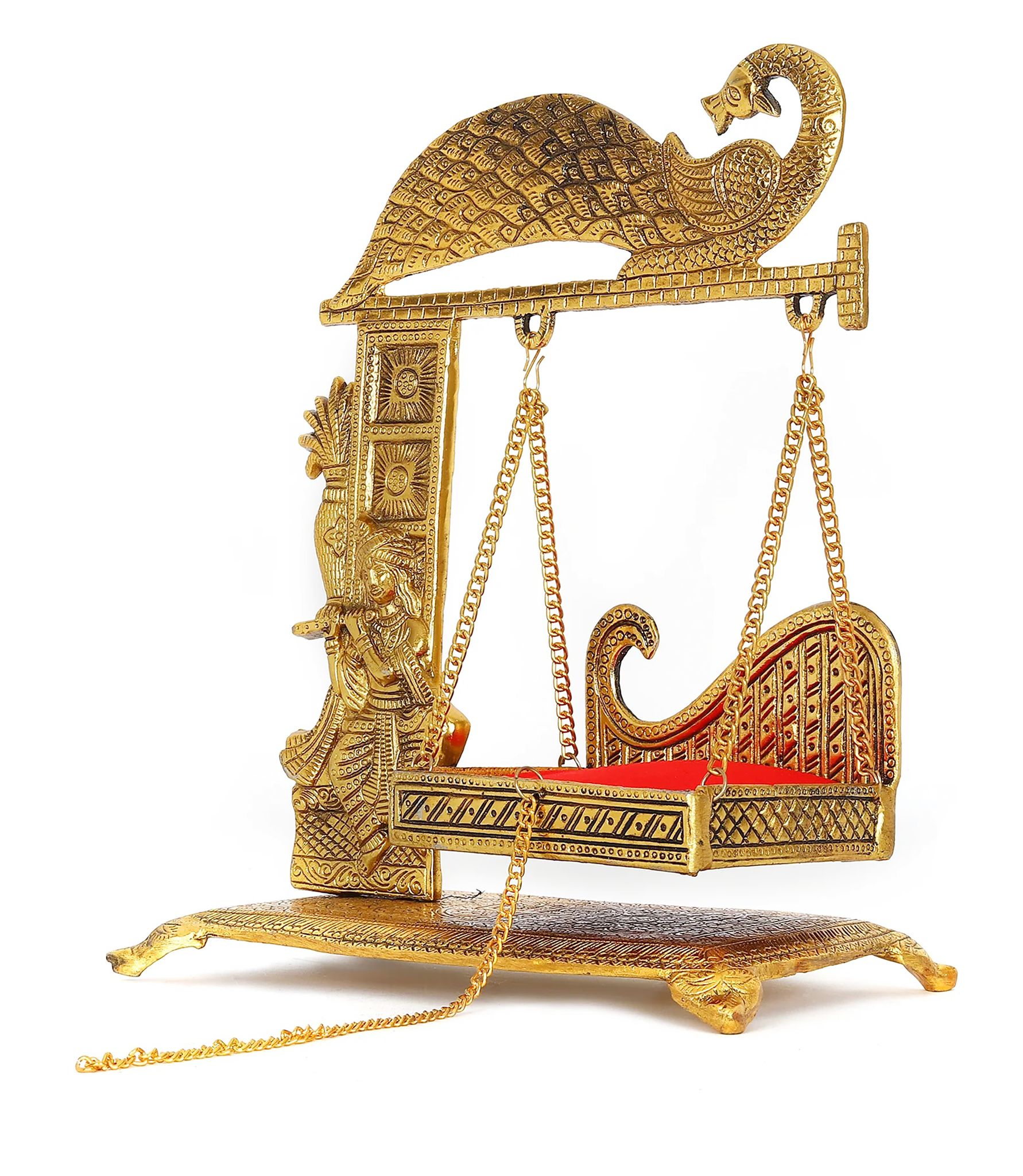 Aluminium Showpiece Krishna With Jhula Statue - Image 3