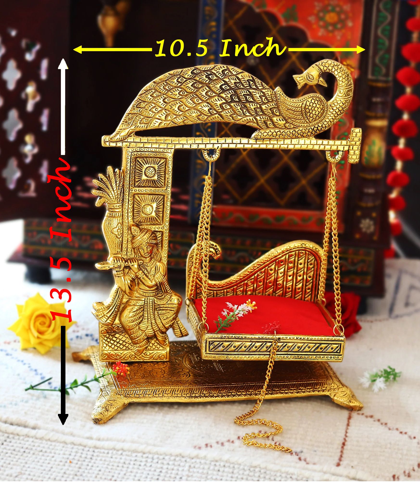 Aluminium Showpiece Krishna With Jhula Statue