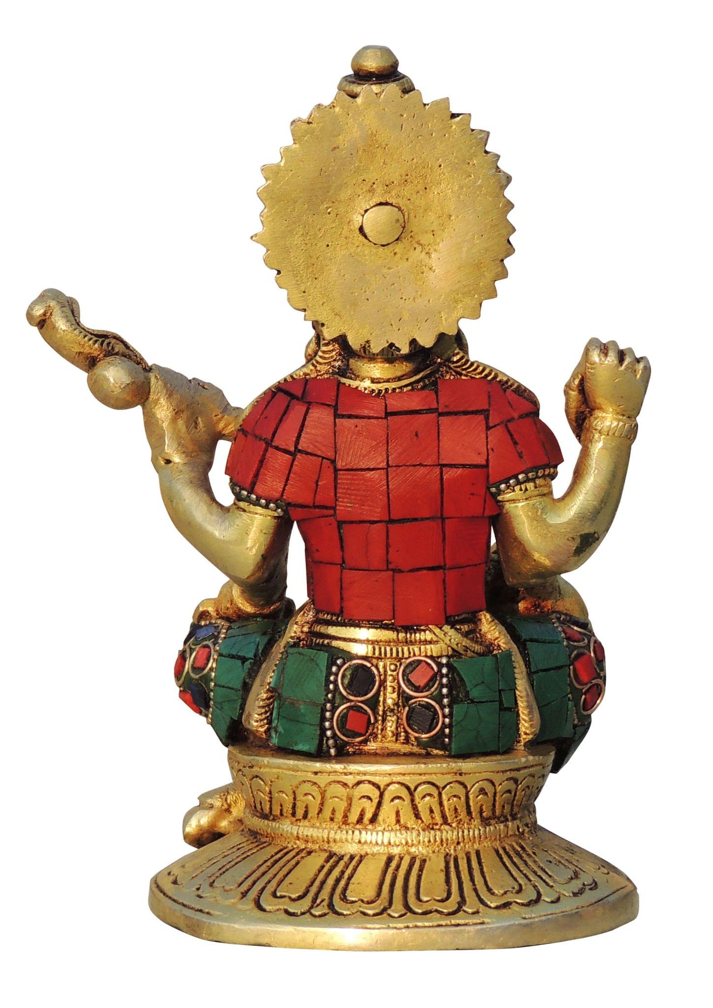 Brass Showpiece Saraswati ji idol statue with Stone finish - Image 3