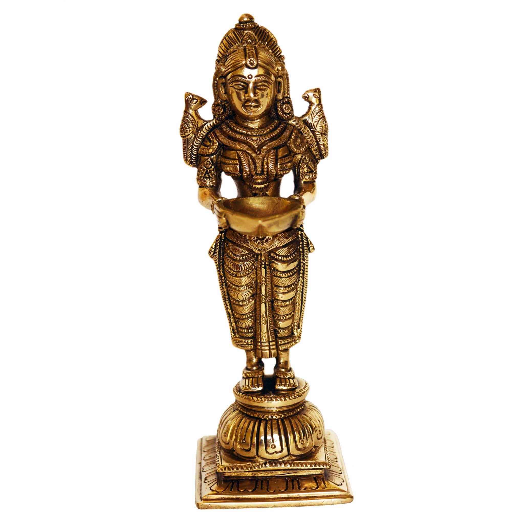 Brass Beautiful Deepak With Lakshmi Statue
