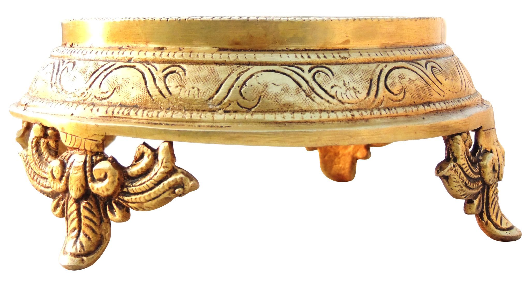 Brass Showpiece Chowki Round God Idol Statue