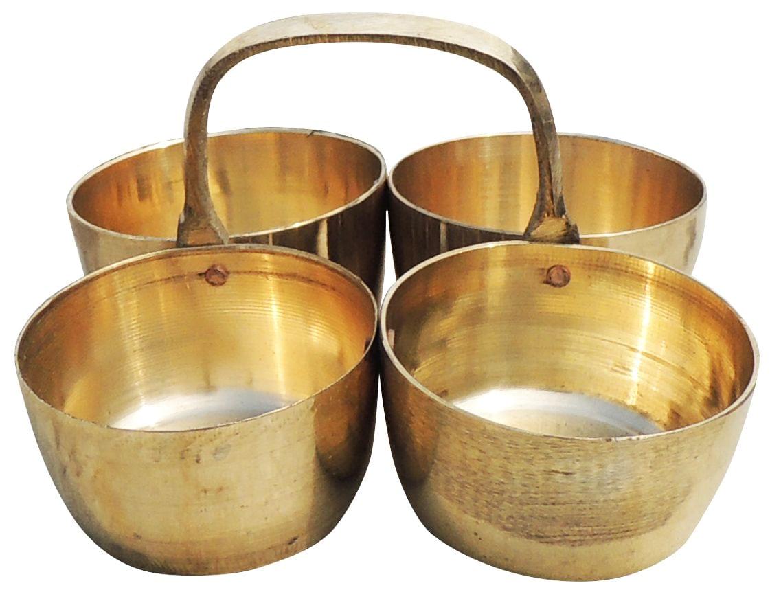 Brass Chokta Small 4 Bowl Combined