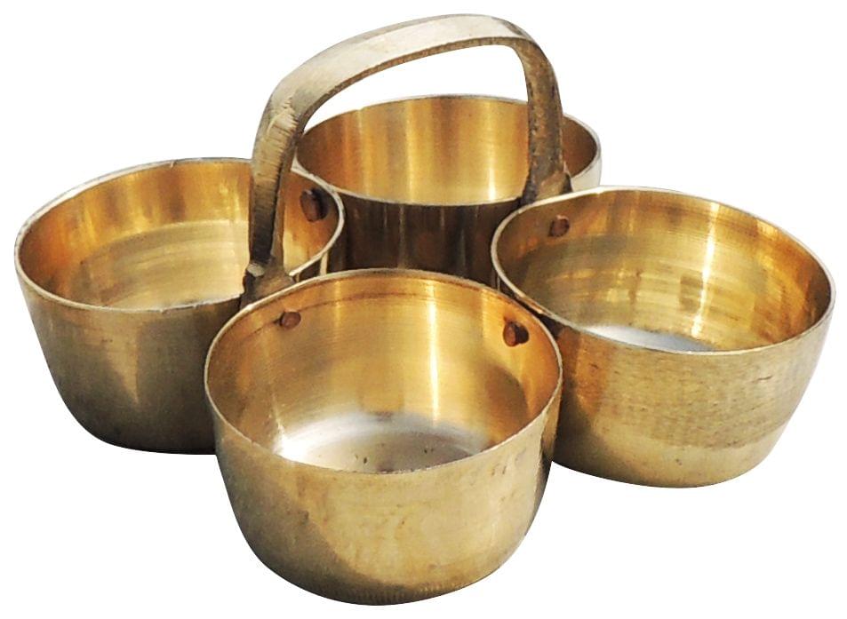 Brass Chokta Small 4 Bowl Combined - Image 3
