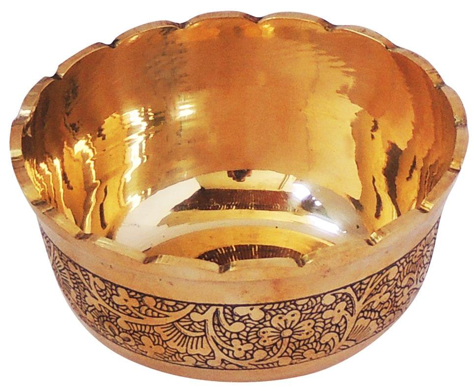 Brass Bowl Katori Flower Design - Image 2
