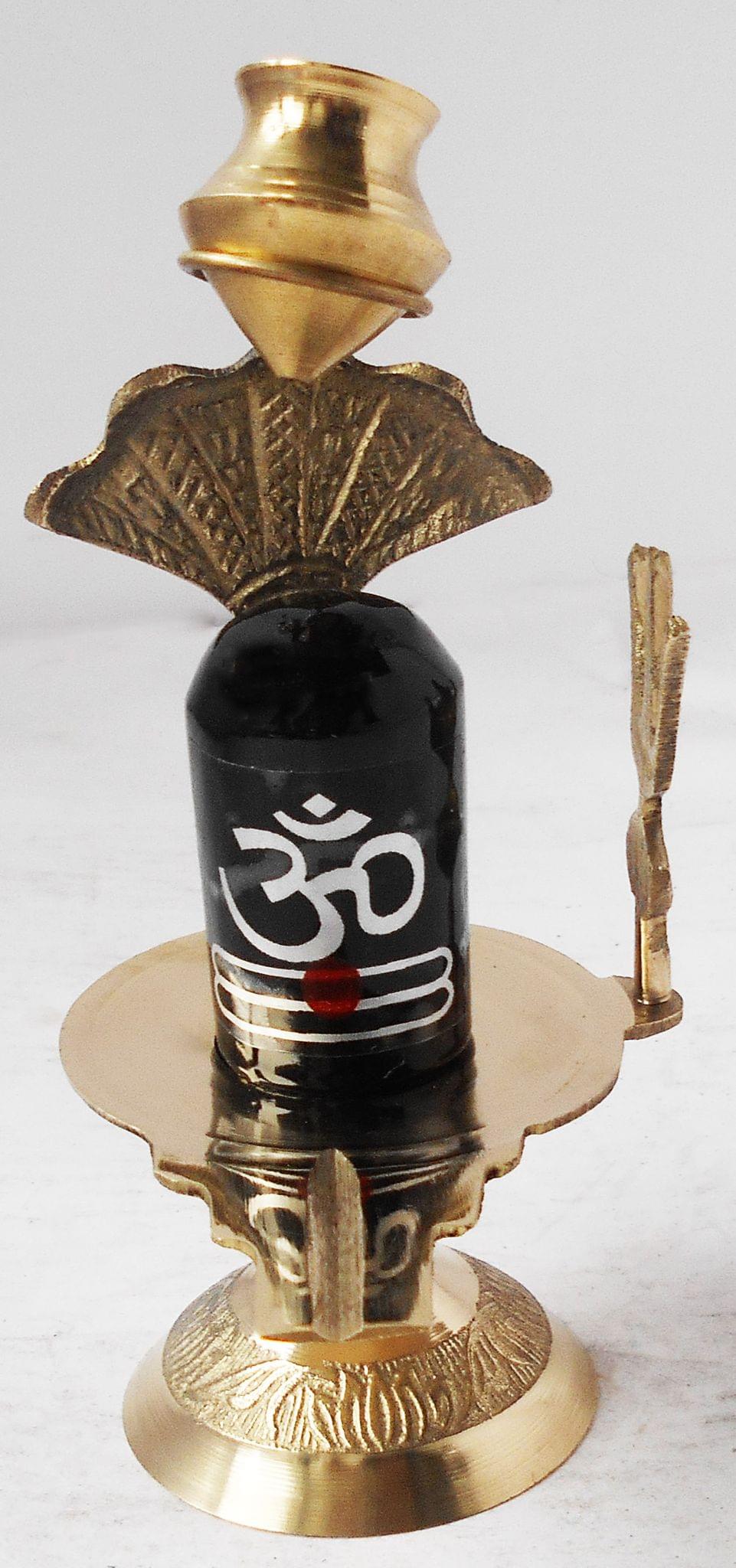 Brass Shiv Ling Black Stone No. 3