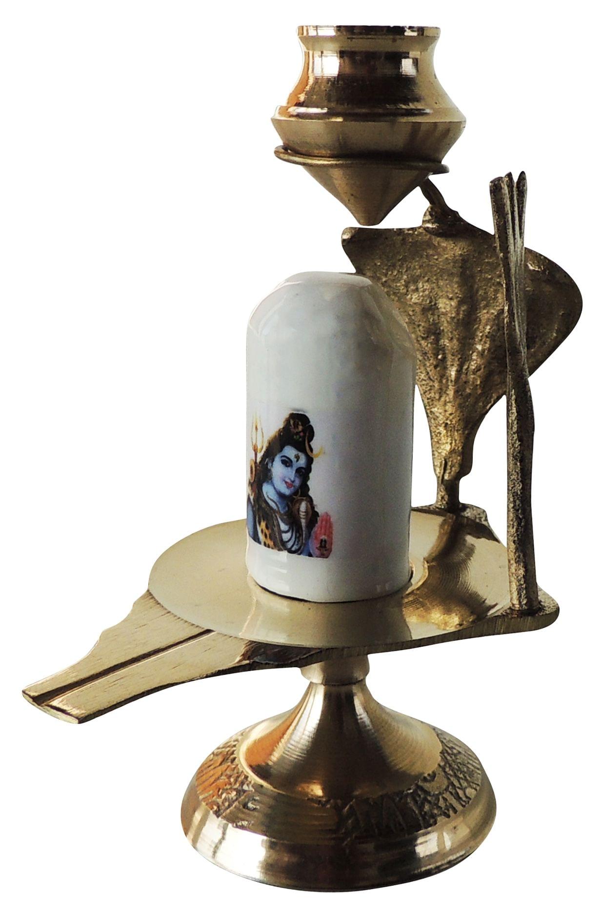 Brass Shiv Ling white Stone No. 2 - Image 2