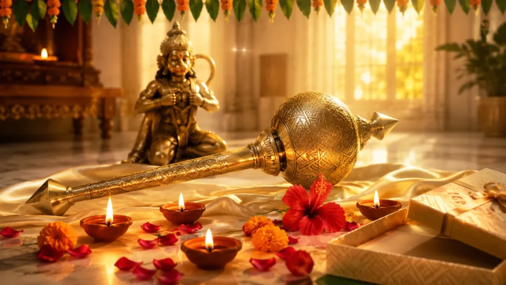 Brass Hanuman Mace Gada For Griha Pravesh Gift