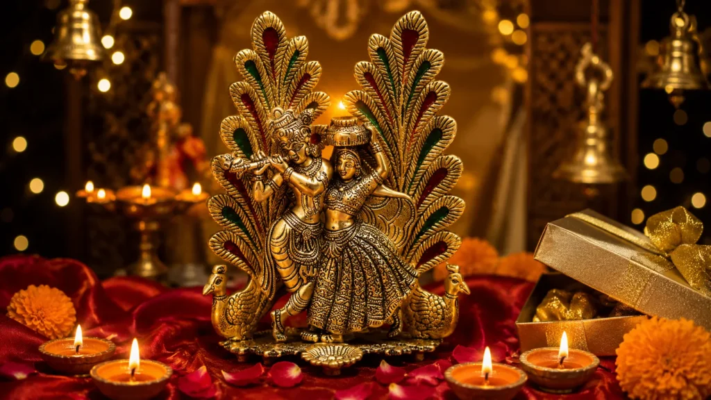 Brass Radha Krishna Murti For Diwali Gift