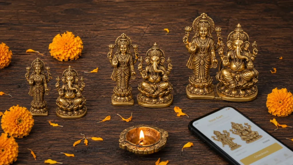 Buy Brass Idol Brass Lakshmi Ganesh Murti Set