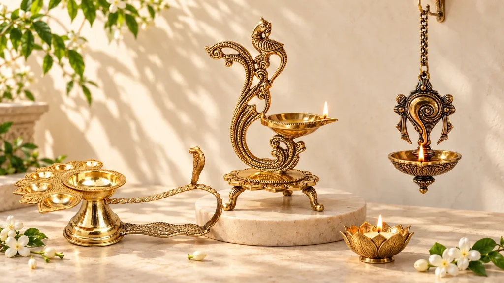 Brass Diya Collection in Warm Light