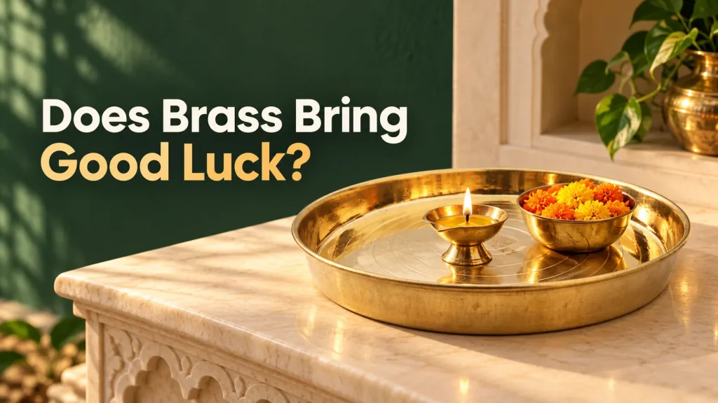 Golden Brass Thali in Emerald Light